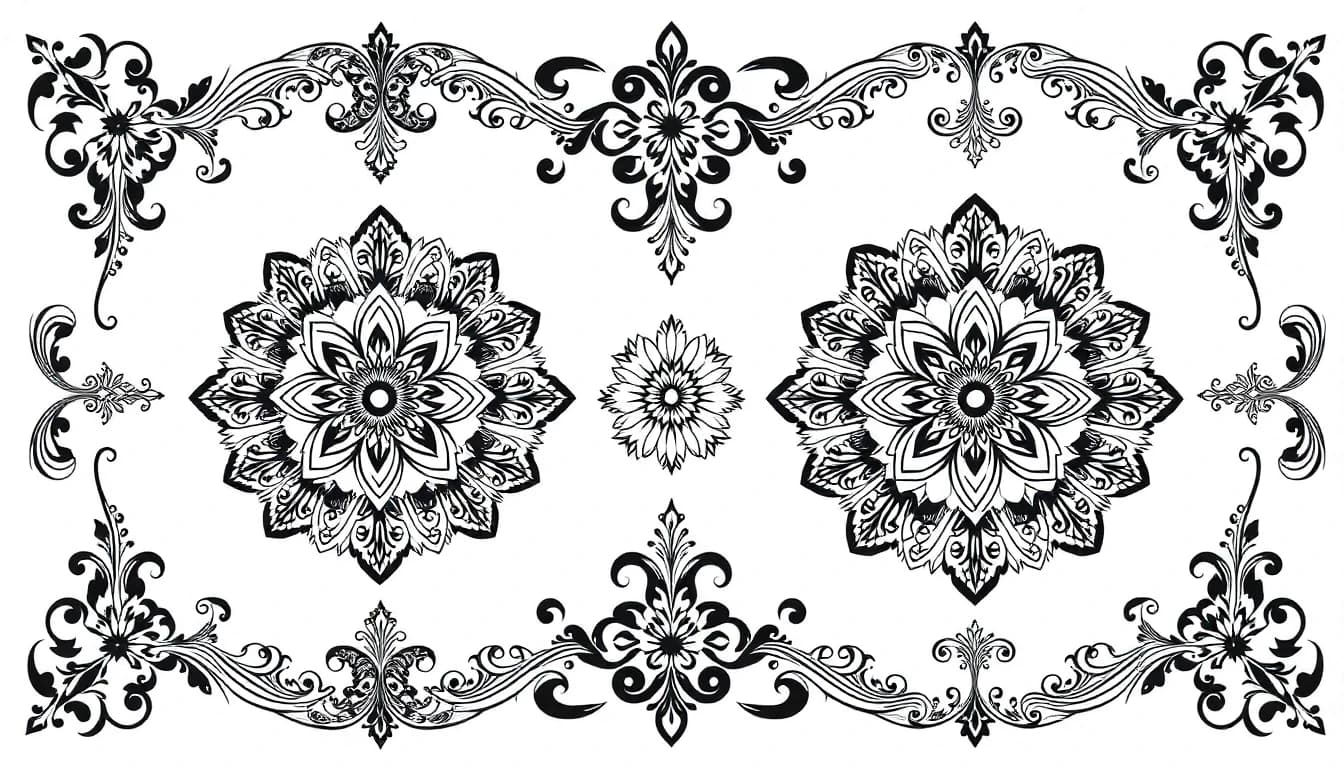 Ornamental Tattoo - AI generated tattoo design examples showing ornamental tattoo style characteristics
