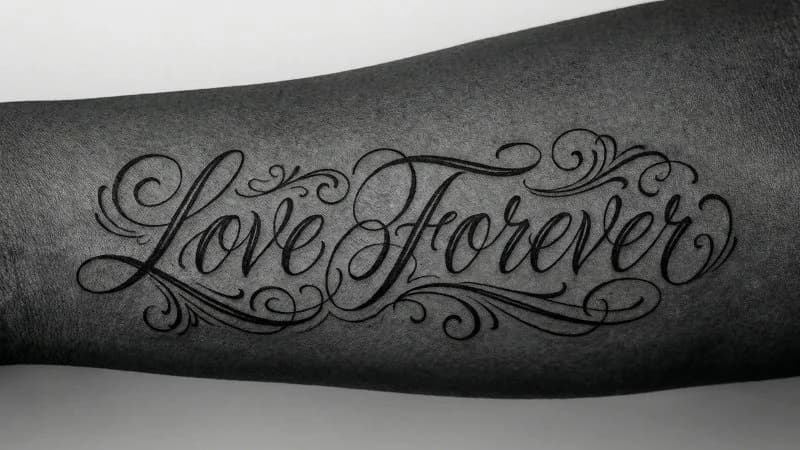 Script & Lettering Tattoo - AI generated tattoo design examples showing script & lettering tattoo style characteristics