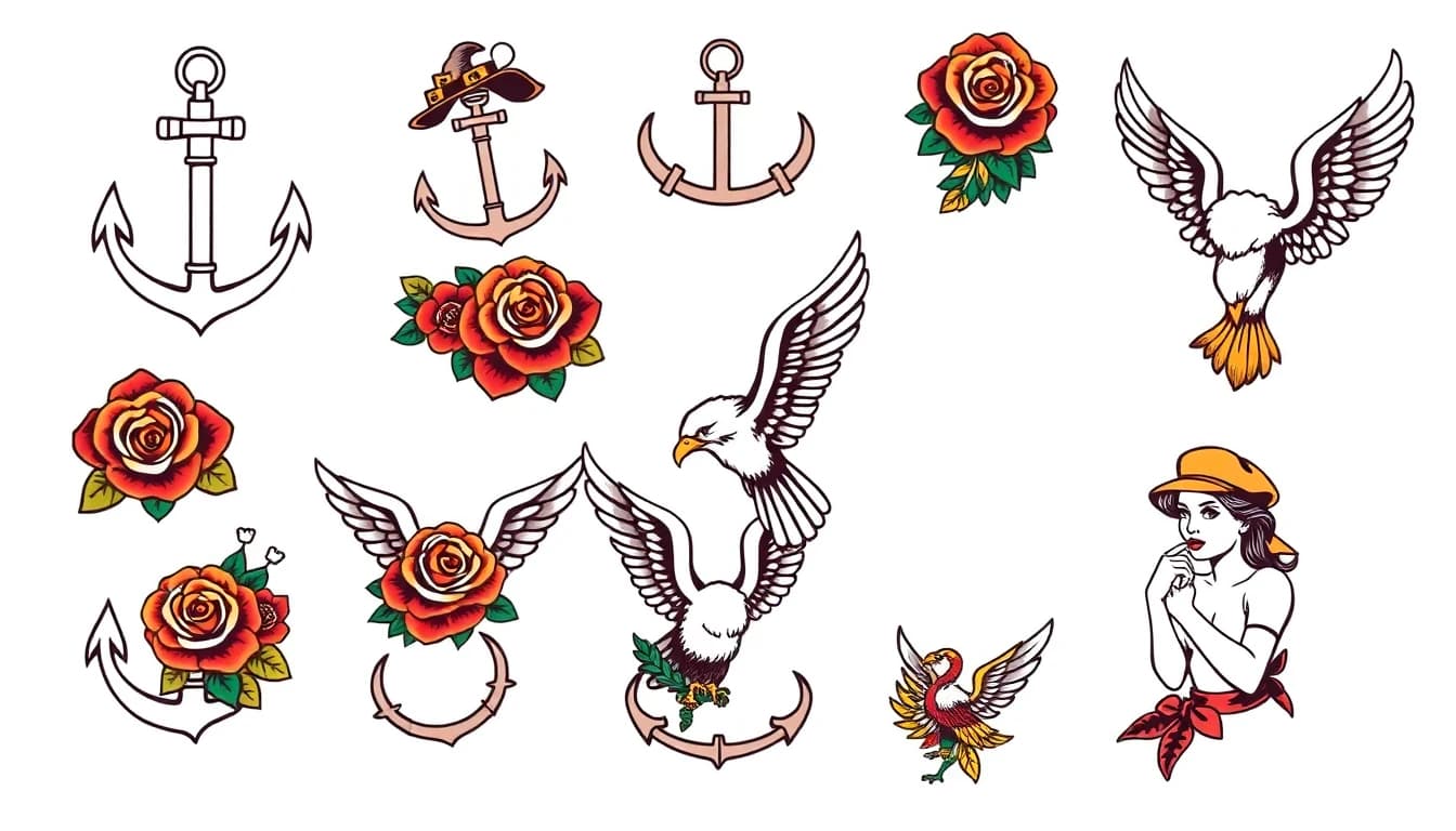 Traditional Tattoo - AI generated tattoo design examples showing traditional tattoo style characteristics